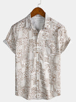 Bohemian Retro Resort Geometric Short Sleeve Shirt