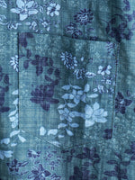 Retro Cotton Casual Shirt with Short Sleeves, Floral Pocket in Blue for Men