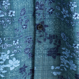 Retro Cotton Casual Shirt with Short Sleeves, Floral Pocket in Blue for Men