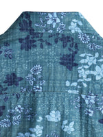 Retro Cotton Casual Shirt with Short Sleeves, Floral Pocket in Blue for Men