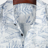 White Hawaiian Short Sleeve Shirt with Retro Floral Print