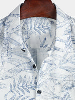 White Hawaiian Short Sleeve Shirt with Retro Floral Print