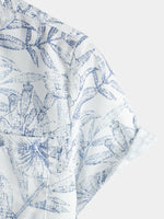 White Hawaiian Short Sleeve Shirt with Retro Floral Print
