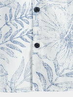 White Hawaiian Short Sleeve Shirt with Retro Floral Print