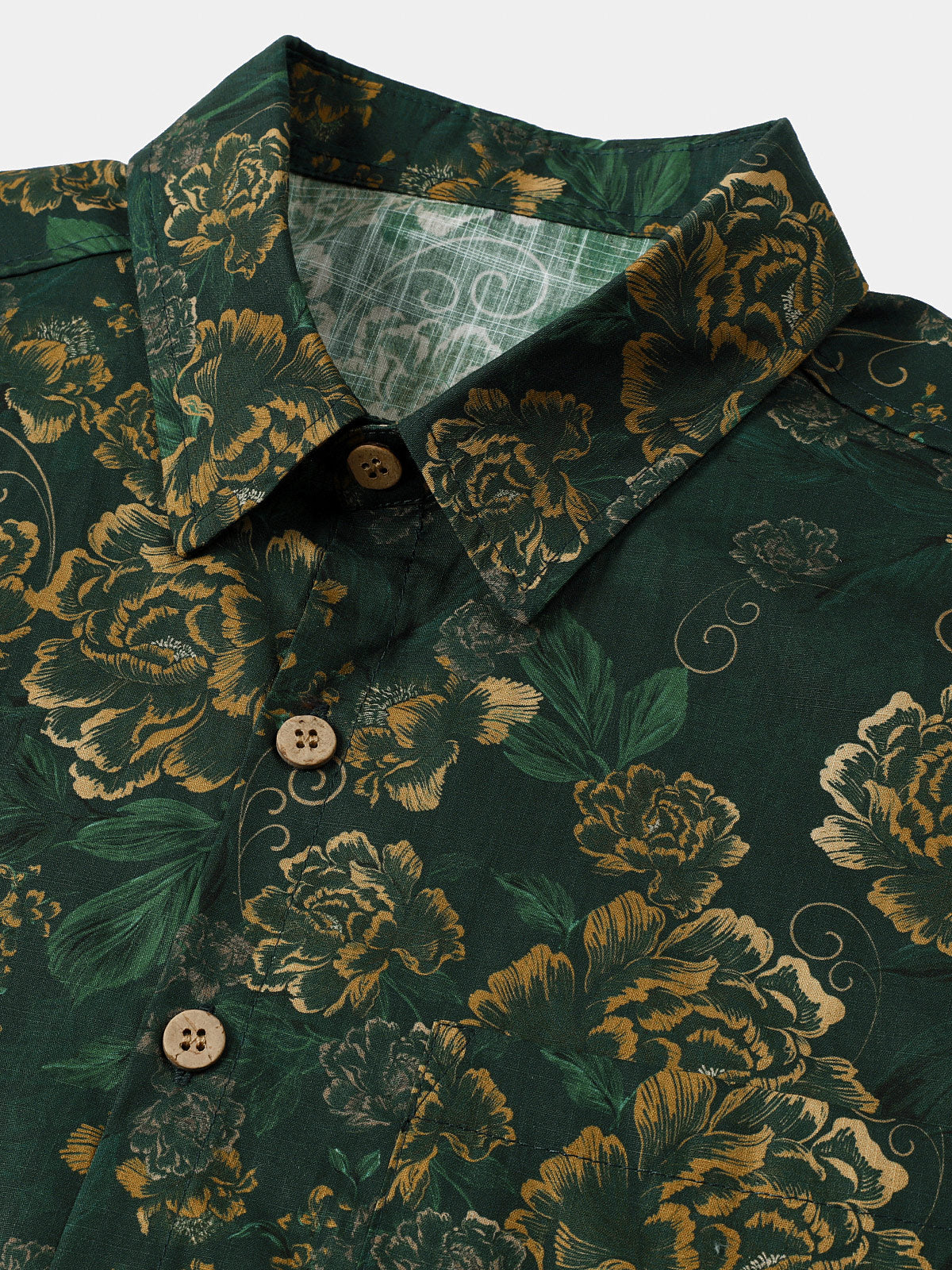 Green and Gold Vintage Botanical Shirt