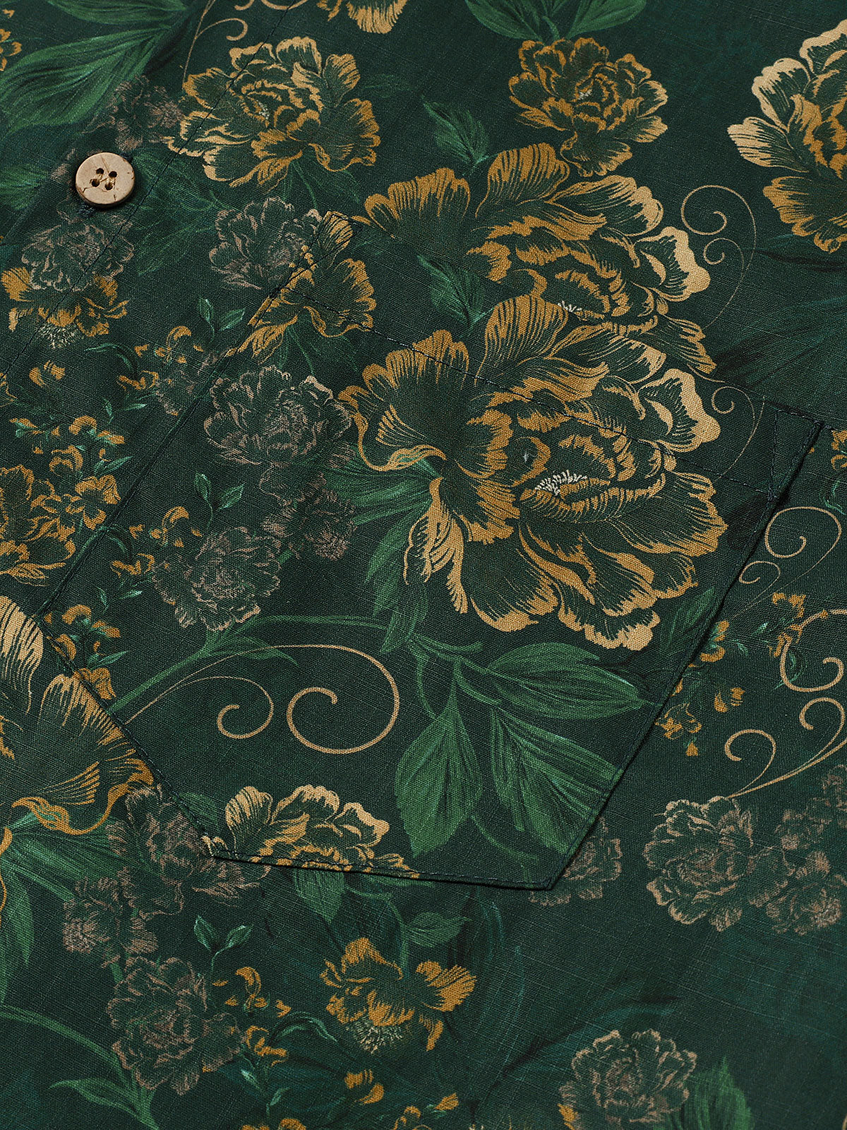 Green and Gold Vintage Botanical Shirt