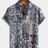 Hawaiian Short-Sleeve Shirt, Floral Motif, Perfect for Beach or Summer