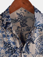 Hawaiian Short-Sleeve Shirt, Floral Motif, Perfect for Beach or Summer