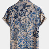 Hawaiian Short-Sleeve Shirt, Floral Motif, Perfect for Beach or Summer
