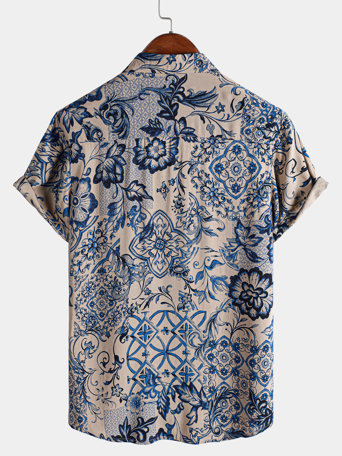 Hawaiian Short-Sleeve Shirt, Floral Motif, Perfect for Beach or Summer
