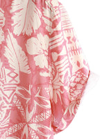 Men's Pink Hawaiian-Style Cotton Short-Sleeve Shirt with Floral Pattern