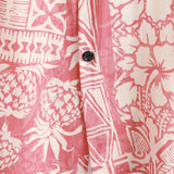 Men's Pink Hawaiian-Style Cotton Short-Sleeve Shirt with Floral Pattern