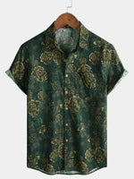 Green and Gold Vintage Botanical Shirt