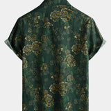 Green and Gold Vintage Botanical Shirt