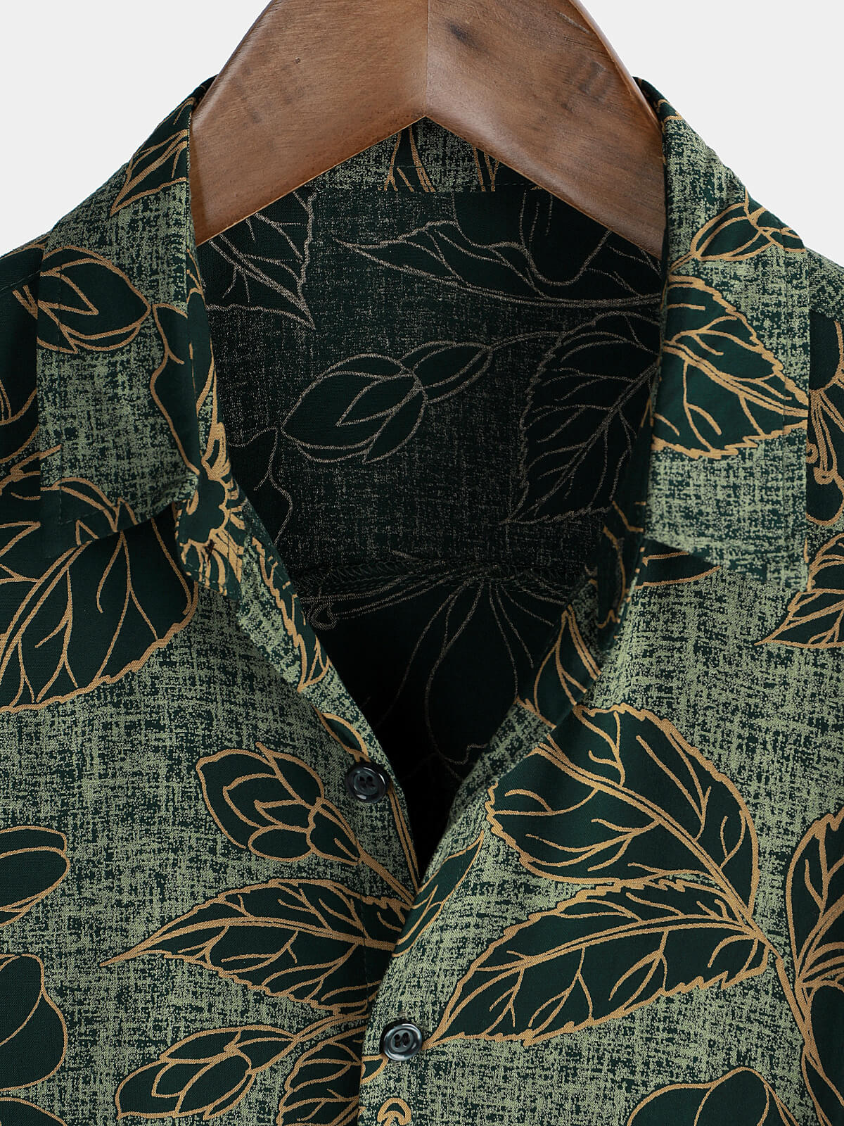 Button-Up Short Sleeve Shirt, Floral Print, Vintage Green, Summer Vacation