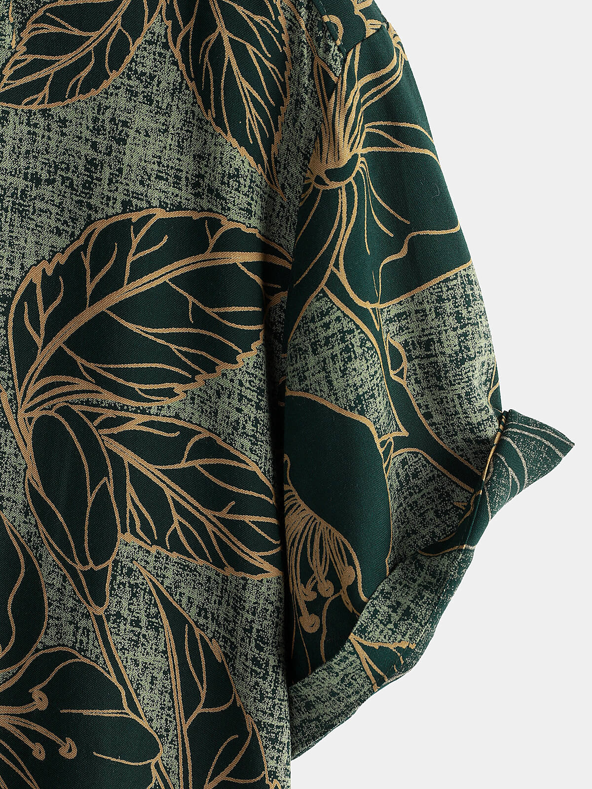 Button-Up Short Sleeve Shirt, Floral Print, Vintage Green, Summer Vacation