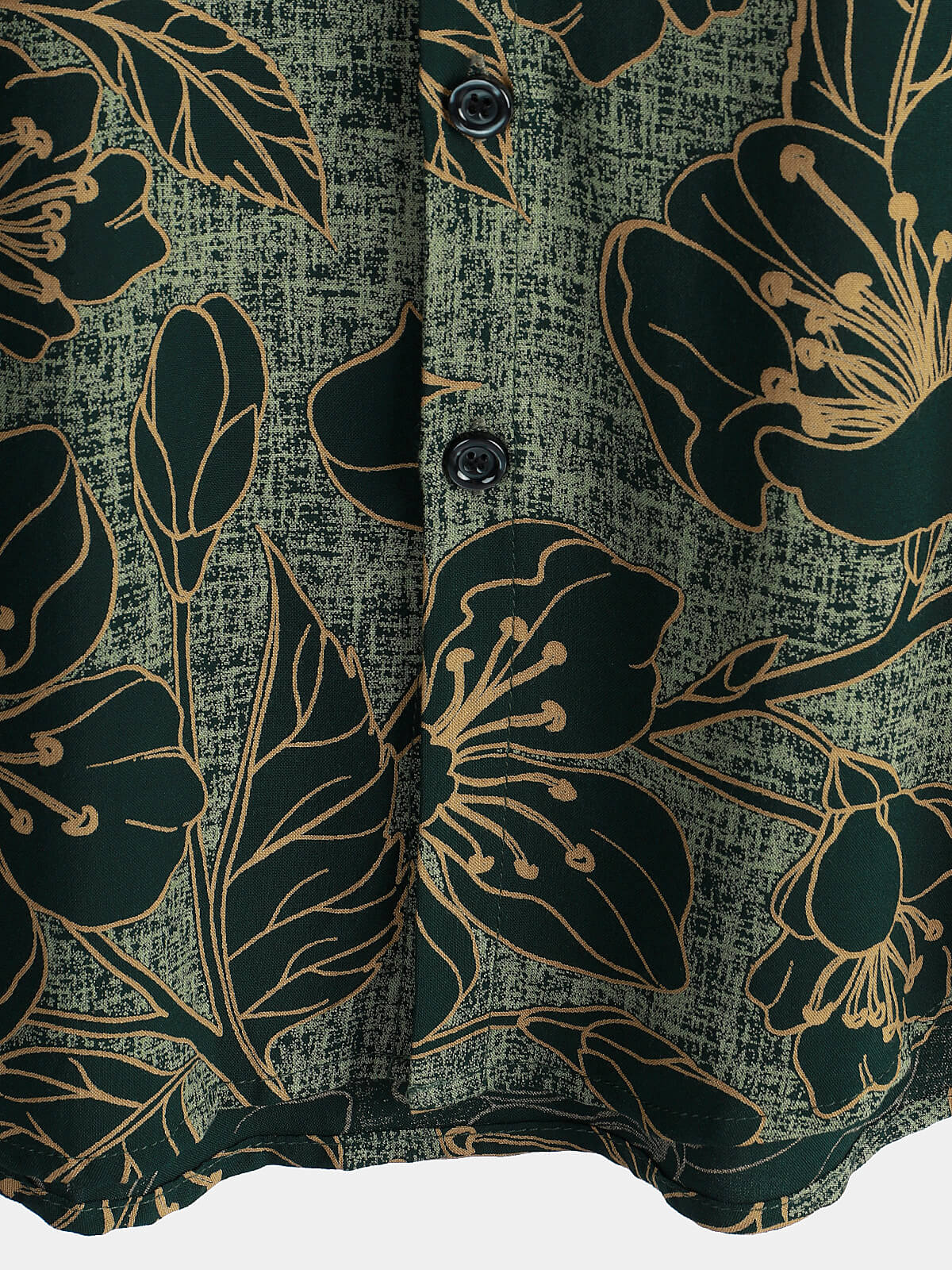 Button-Up Short Sleeve Shirt, Floral Print, Vintage Green, Summer Vacation