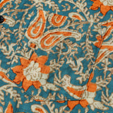 Casual Bohemian Blue Paisley and Floral Print Short Sleeve Shirt