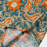 Casual Bohemian Blue Paisley and Floral Print Short Sleeve Shirt