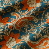 Casual Bohemian Blue Paisley and Floral Print Short Sleeve Shirt