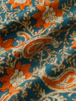 Casual Bohemian Blue Paisley and Floral Print Short Sleeve Shirt