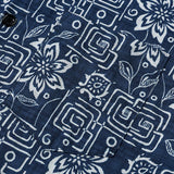 Navy Geometric Floral Bohemian Casual Short Sleeve Shirt