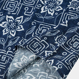 Navy Geometric Floral Bohemian Casual Short Sleeve Shirt