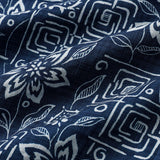 Navy Geometric Floral Bohemian Casual Short Sleeve Shirt