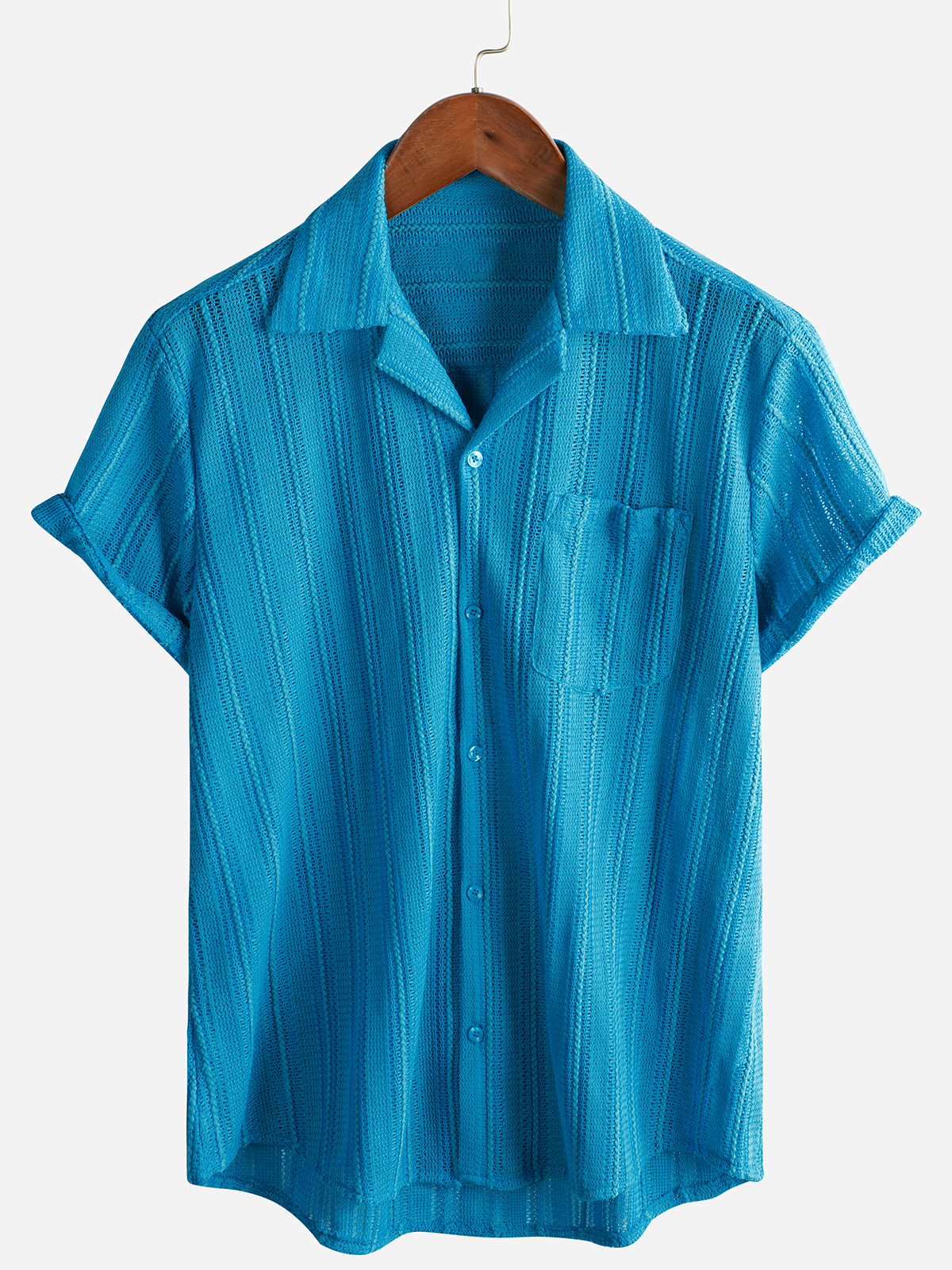 Lace Short-Sleeve Summer Shirt, Casual with Buttons, Perfect for the Beach