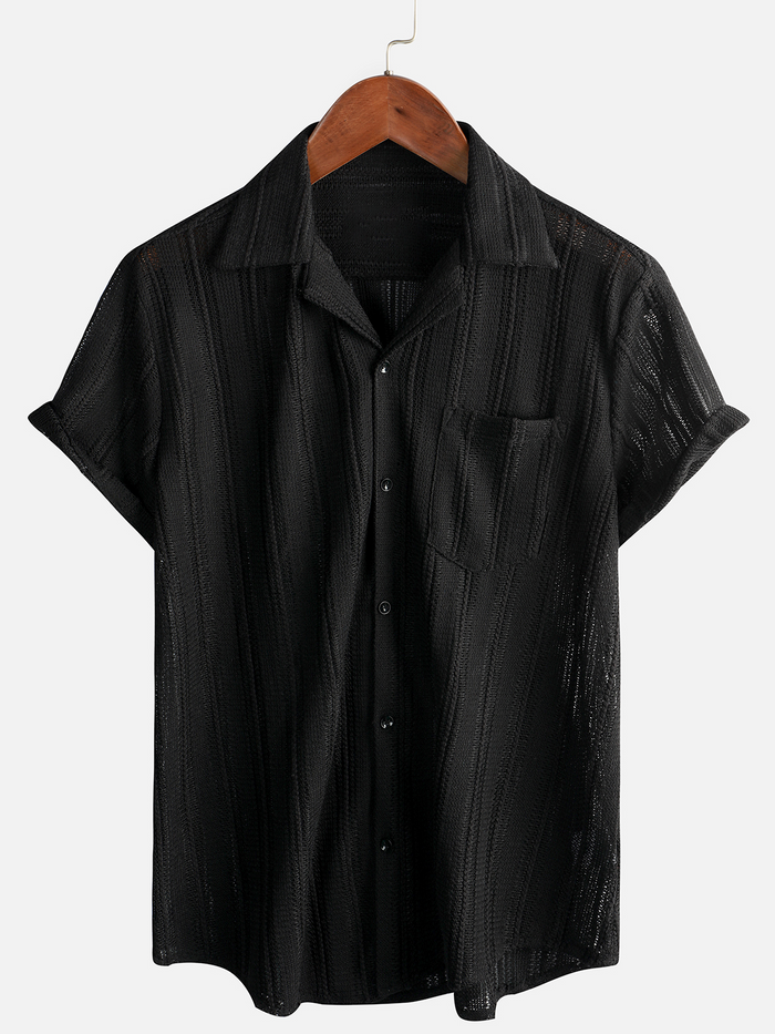 Lace Short-Sleeve Summer Shirt, Casual with Buttons, Perfect for the Beach