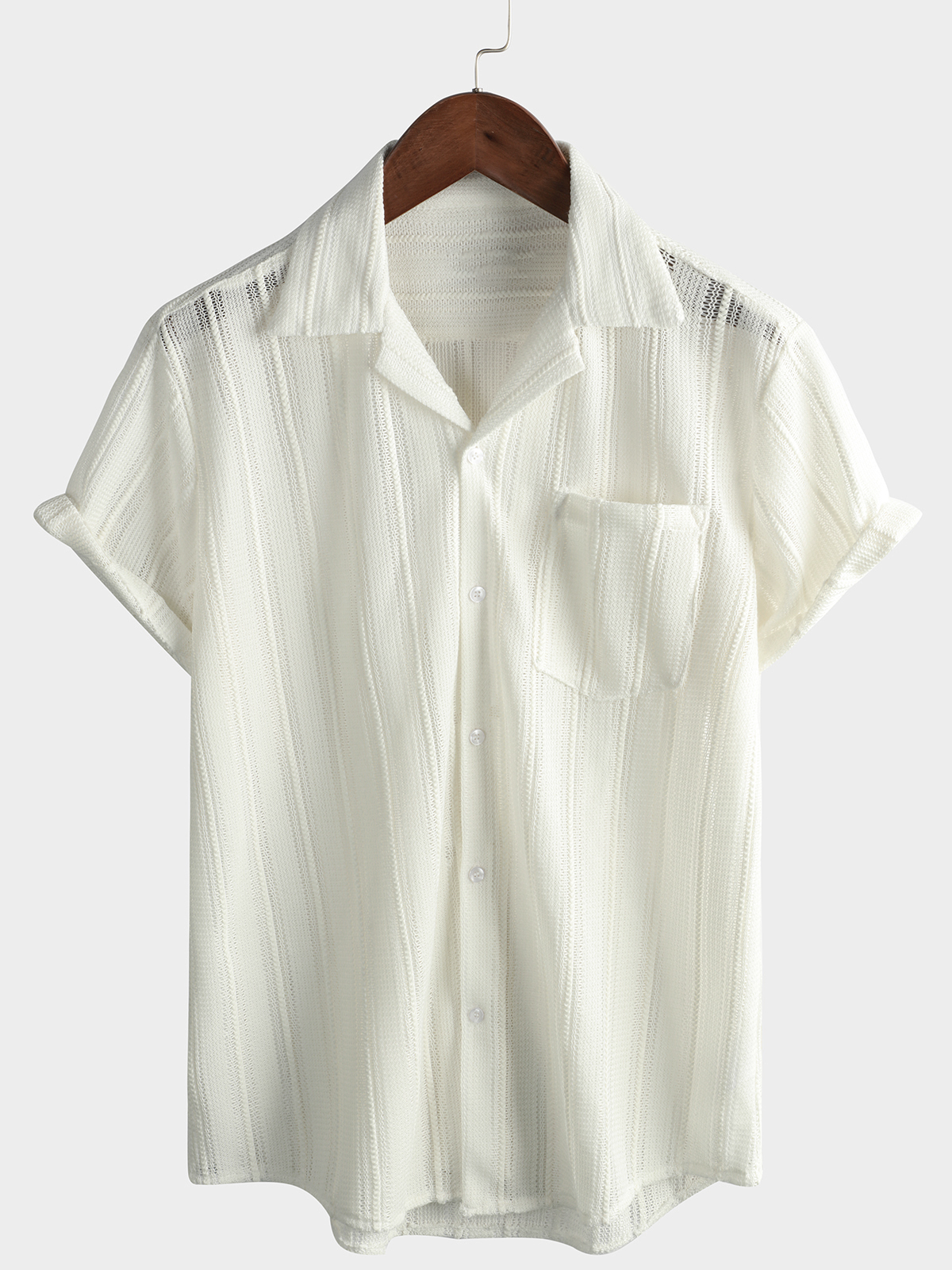 Lace Short-Sleeve Summer Shirt, Casual with Buttons, Perfect for the Beach