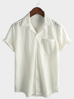 Lace Short-Sleeve Summer Shirt, Casual with Buttons, Perfect for the Beach