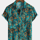 Hawaiian Short-Sleeve Floral Print Shirt with Pocket