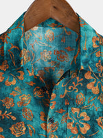 Hawaiian Short-Sleeve Floral Print Shirt with Pocket