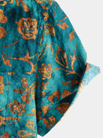 Hawaiian Short-Sleeve Floral Print Shirt with Pocket