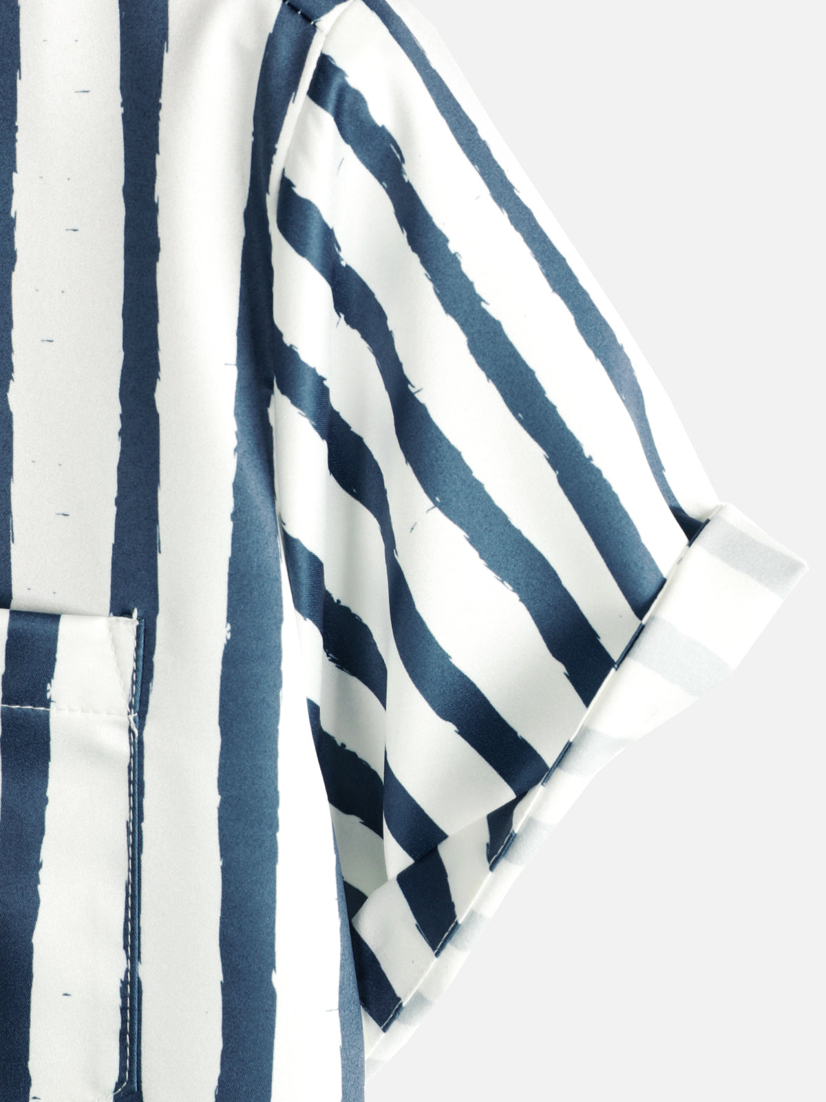 Hawaiian Short-Sleeve Shirt, Tropical Flamingo, Navy, Striped Print, Pocket
