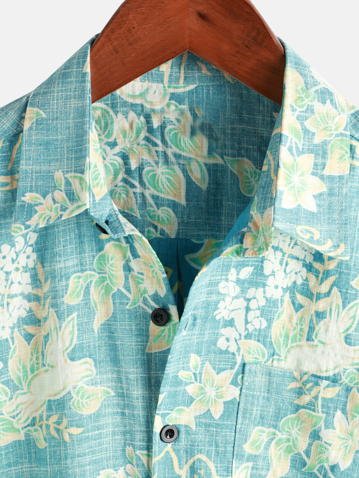 Button-Up Short Sleeve Shirt with Retro Botanical Print