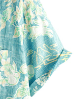 Cotton Shirt with Short Sleeves with Vintage Hawaiian Floral Pattern for Men