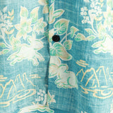 Button-Up Short Sleeve Shirt with Retro Botanical Print