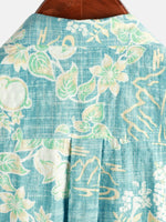 Button-Up Short Sleeve Shirt with Retro Botanical Print