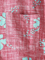 Vintage Red Floral Button-Up Hawaiian Tropical Beach Short Sleeve Shirt