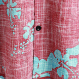 Vintage Red Floral Button-Up Hawaiian Tropical Beach Short Sleeve Shirt