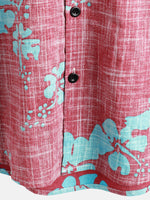 Vintage Red Floral Button-Up Hawaiian Tropical Beach Short Sleeve Shirt