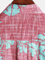 Vintage Red Floral Button-Up Hawaiian Tropical Beach Short Sleeve Shirt