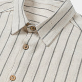 Beige Striped Casual Short Sleeve Shirt