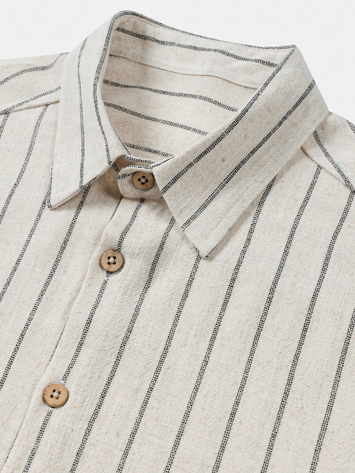Beige Striped Casual Short Sleeve Shirt