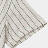 Beige Striped Casual Short Sleeve Shirt
