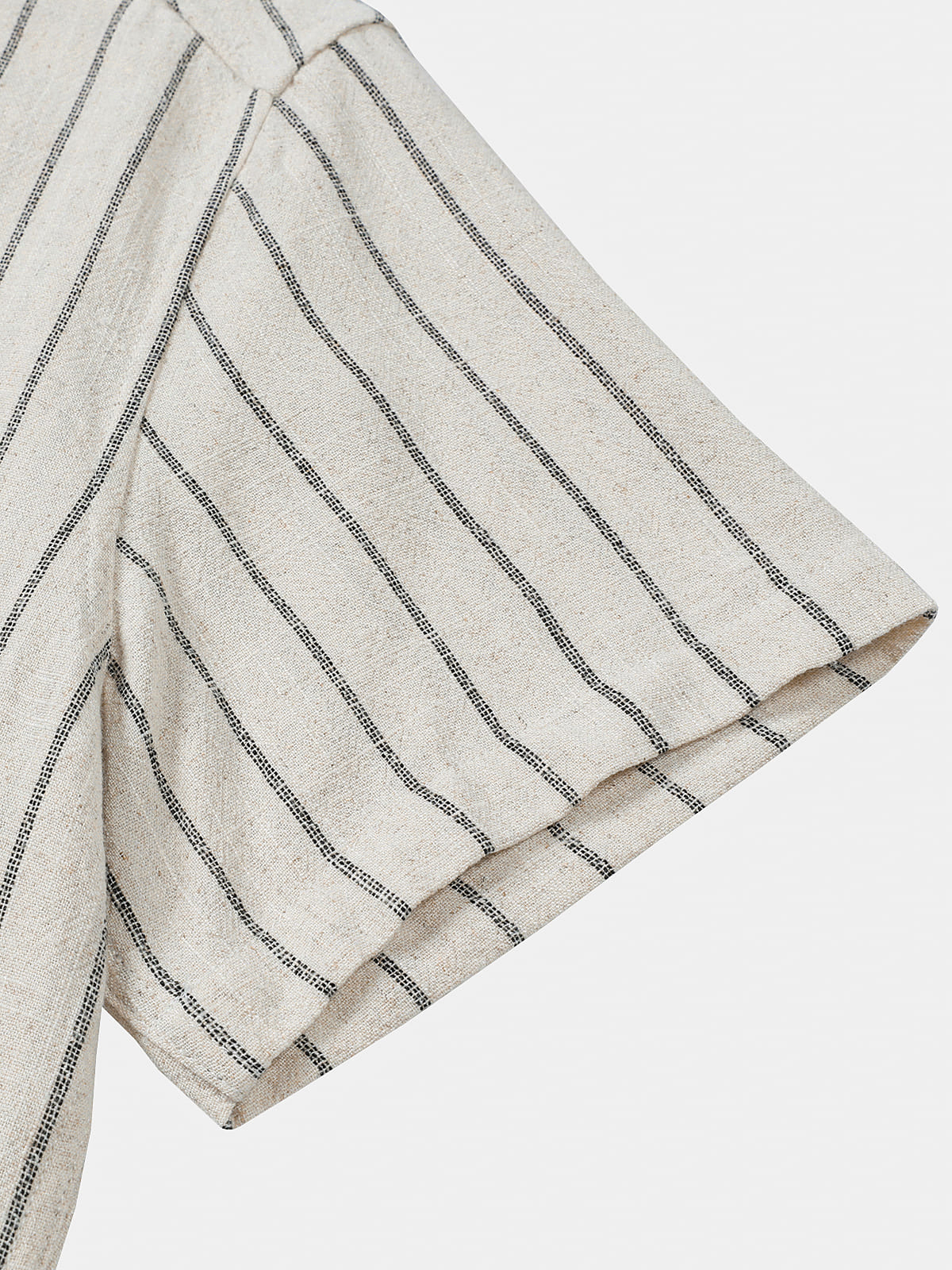 Beige Striped Casual Short Sleeve Shirt