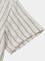 Beige Striped Casual Short Sleeve Shirt