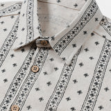 Textured Bohemian Striped Short-Sleeve Summer Shirt